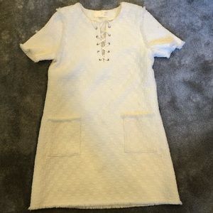J.O.A. White Tweed Shift Dress